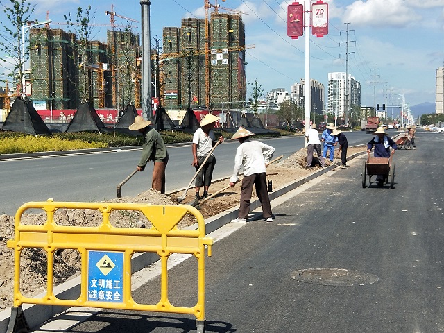商城大道武溪路至武巖路左幅側(cè)分帶清理雜草、石塊及土方整理.jpg
